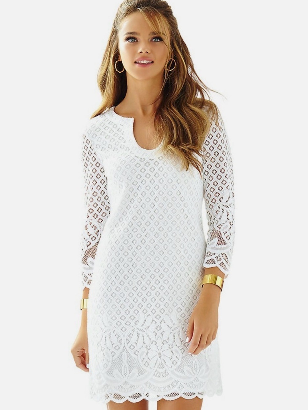 Lilly Pulitzer Mara Shift Dress in Resort White, size XL.